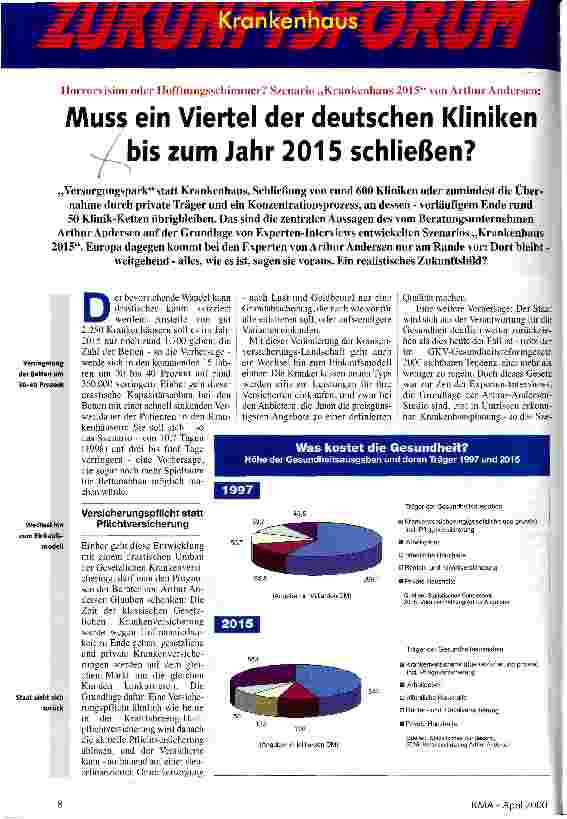 Vorschauseite 1: Muss ein Viertel der deutschen Kliniken bis zum Jahr 2015 schließen?