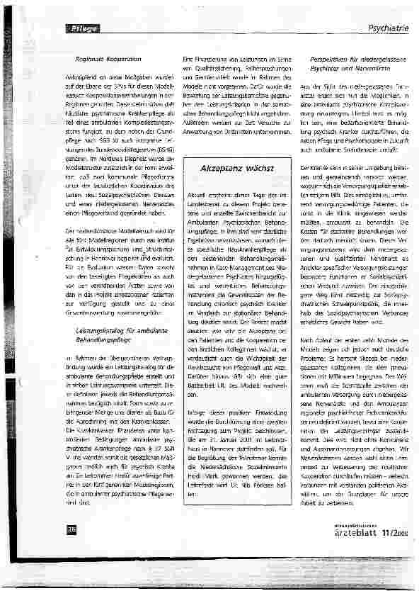 Vorschauseite 2: Ambulante psychiatrische Pflege: Möglichkeiten noch lange nicht ausgeschöpft