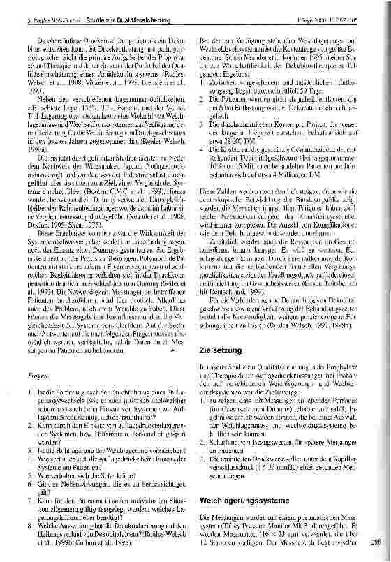 Vorschauseite 2: Studie zur Qualitätssicherung in der Prophylaxe und Therapie des Dekubitus durch Auflagedruckmessungen bei Probanden auf verschiedenen Weichlagerungsund Wechseldrucksystemen