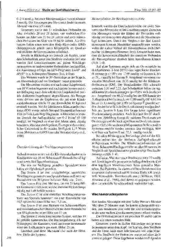 Vorschauseite 3: Studie zur Qualitätssicherung in der Prophylaxe und Therapie des Dekubitus durch Auflagedruckmessungen bei Probanden auf verschiedenen Weichlagerungsund Wechseldrucksystemen