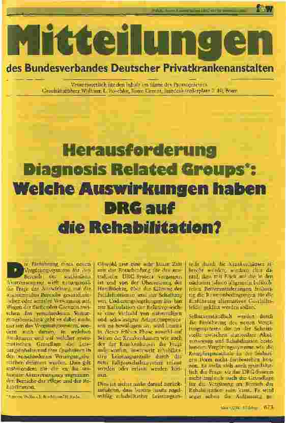 Vorschauseite 1: Herausforderung Diagnosis Related Groups Welche Auswirkungen haben DRG auf die Rehabilitation?
