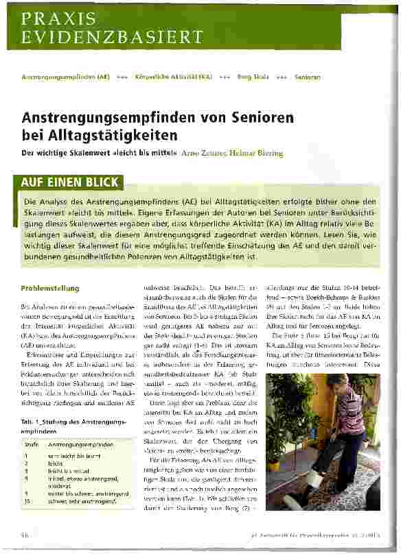 Vorschauseite 1: Anstrengungsempfinden von Senioren bei Alltagstätigkeiten