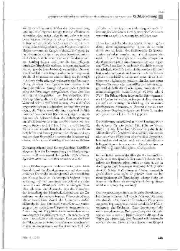 Vorschauseite 5: Zur Frage der Beweislastumkehr bei einer möglichen Pflichtverletzung durch das Pflegepersonal
