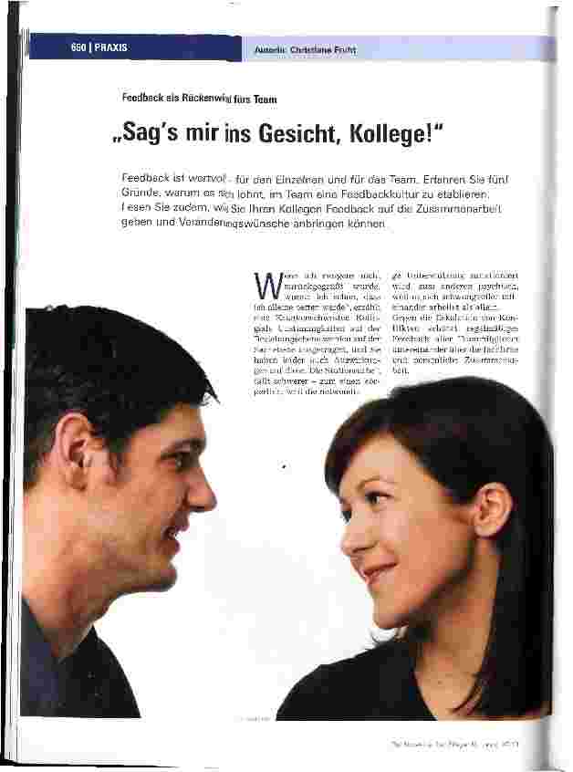 Vorschauseite 1: Sag es mir ins Gesicht, Kollege