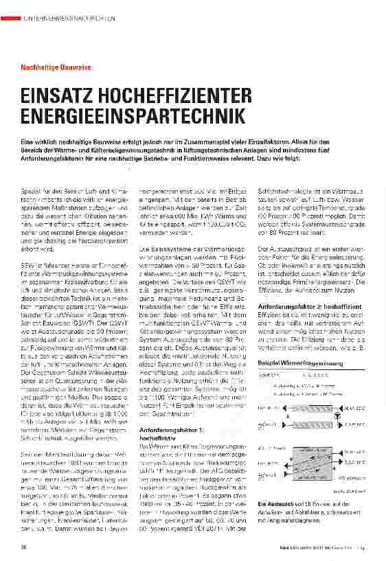 Vorschauseite 1: EINSATZ HOCHEFFIZIENTER ENERGIEEINSPARTECHNIK