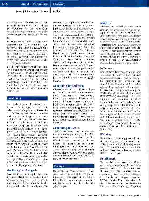 Vorschauseite 3: S3-Leitlinie zu Analgesie, Sedierung und Delirmanagement in der Intensivmedizin
