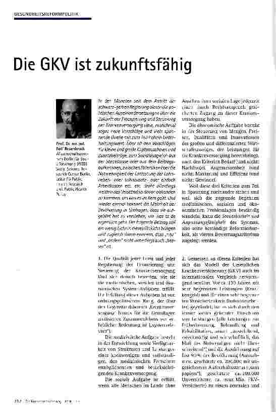 Vorschauseite 1: Die GKV ist zukunftsfähig
