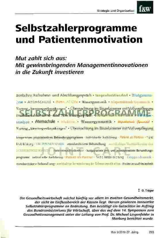 Vorschauseite 1: Selbstzahlerprogramme und Patientenmotivation