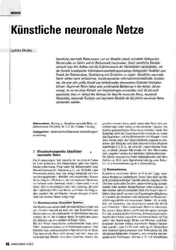 Vorschauseite 1: Künstliche neuronale Netze