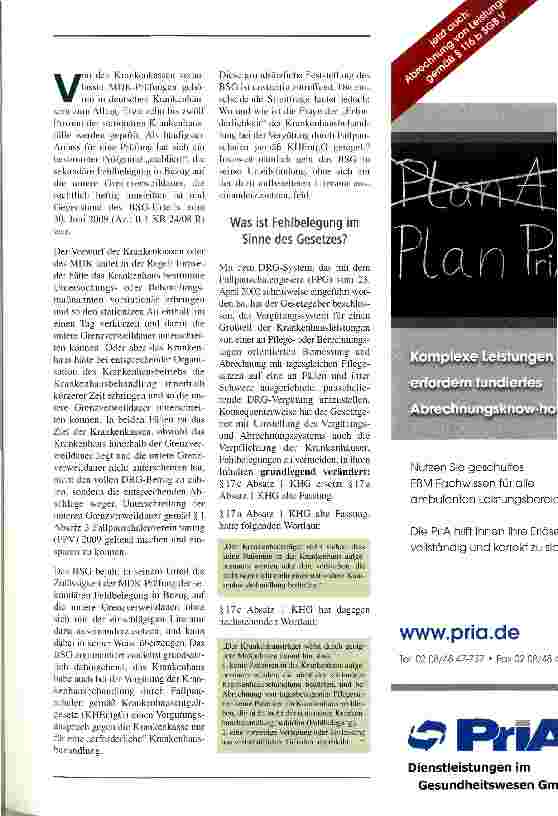 Vorschauseite 2: BSG-Urteil überzeugt nicht Die MDK-Überprüfung der sekundären Fehlbelegung in Bezug auf die untere Grenzverweildauer im Streit