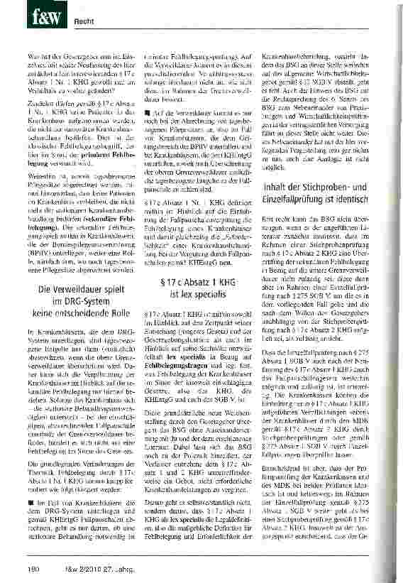 Vorschauseite 3: BSG-Urteil überzeugt nicht Die MDK-Überprüfung der sekundären Fehlbelegung in Bezug auf die untere Grenzverweildauer im Streit