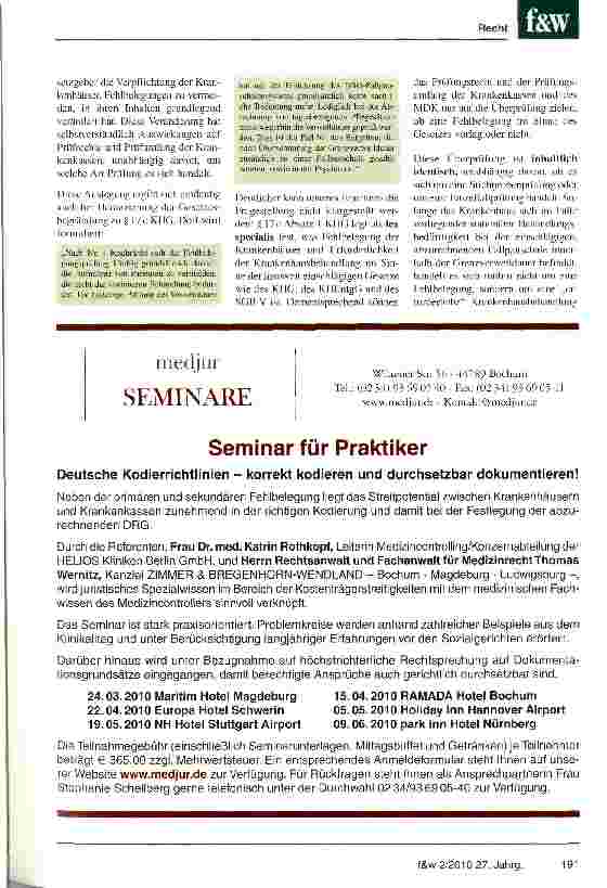 Vorschauseite 4: BSG-Urteil überzeugt nicht Die MDK-Überprüfung der sekundären Fehlbelegung in Bezug auf die untere Grenzverweildauer im Streit