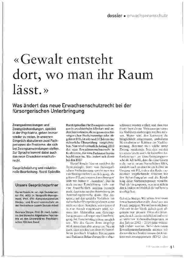Vorschauseite 1: «Gewalt entsteht dort, wo man ihr Raum lässt.»