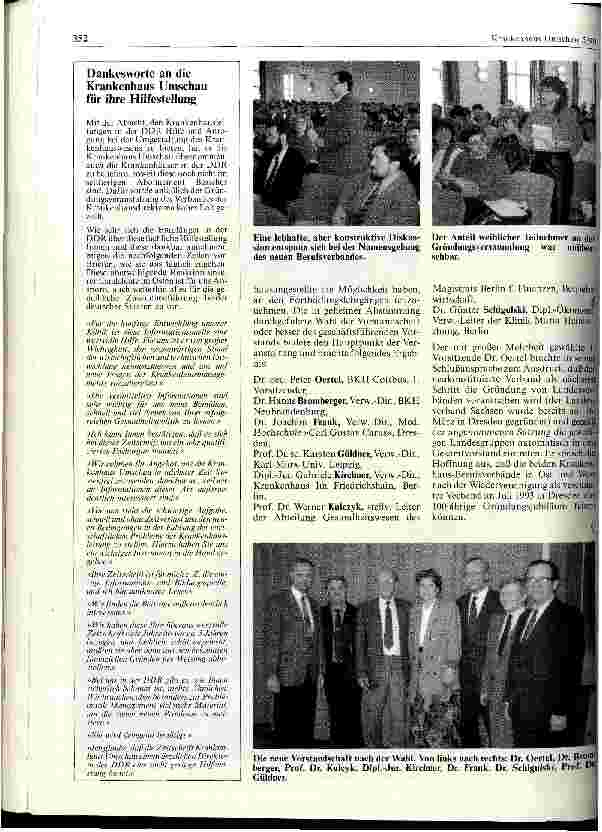 Vorschauseite 3: Gründung des Verbandes der Verwaltungsdirektoren der Krankenhäuser in der DDR am 5. April 1990 in Dresden