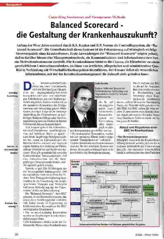 Vorschauseite 1: Balanced Scorecard - die Gestaltung der Krankenhauszukunft? Controlling-Instrument und Management-Methode
