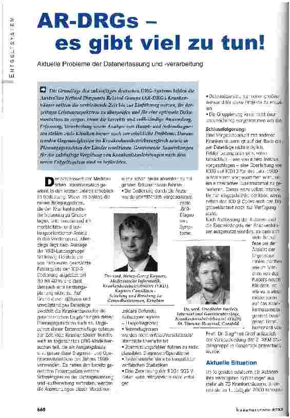 Vorschauseite 1: AR-DRGs - es gibt viel zu tun! Aktuelle Probleme der Datenerfassung und -verarbeitung
