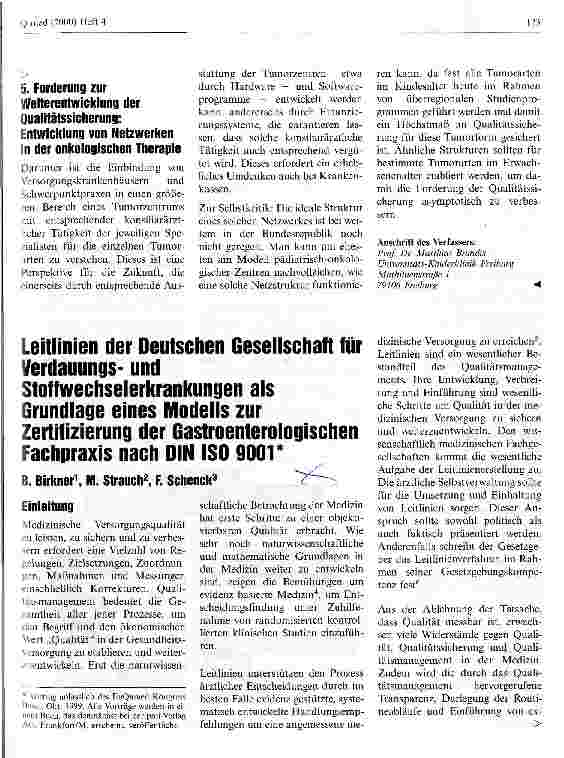 Vorschauseite 1: Leitlinien der DGVS als Grundlage eines Modells zur Zertifizierung der Gastroenterologischen Fachpraxis nach DIN ISO 9001