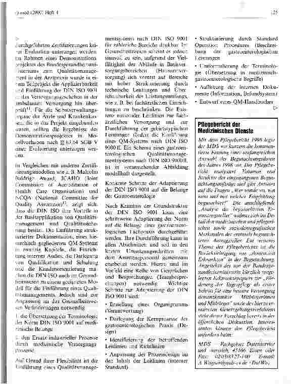 Vorschauseite 3: Leitlinien der DGVS als Grundlage eines Modells zur Zertifizierung der Gastroenterologischen Fachpraxis nach DIN ISO 9001