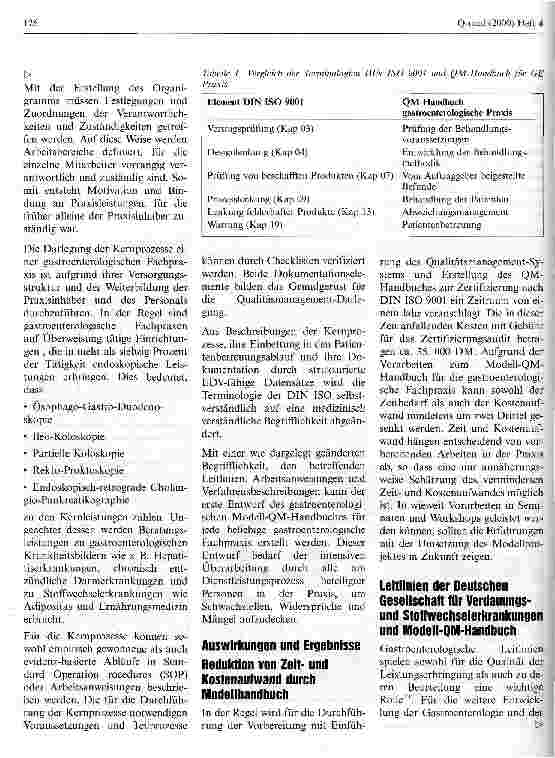 Vorschauseite 4: Leitlinien der DGVS als Grundlage eines Modells zur Zertifizierung der Gastroenterologischen Fachpraxis nach DIN ISO 9001