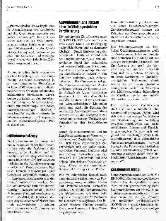 Vorschauseite 5: Leitlinien der DGVS als Grundlage eines Modells zur Zertifizierung der Gastroenterologischen Fachpraxis nach DIN ISO 9001