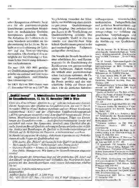 Vorschauseite 6: Leitlinien der DGVS als Grundlage eines Modells zur Zertifizierung der Gastroenterologischen Fachpraxis nach DIN ISO 9001