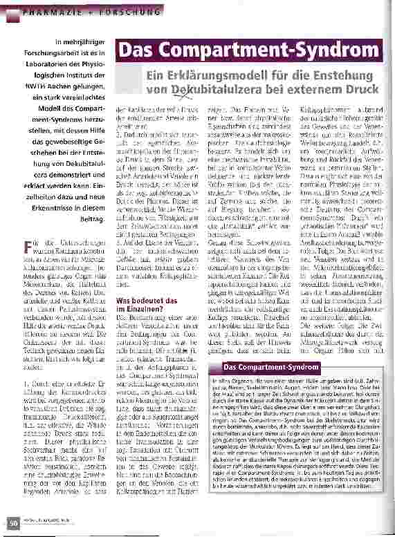 Vorschauseite 1: Das Compartment-Syndrom Ein Erklärungsmodell für die Entstehung von Dekubitalulzera bei externem Druck