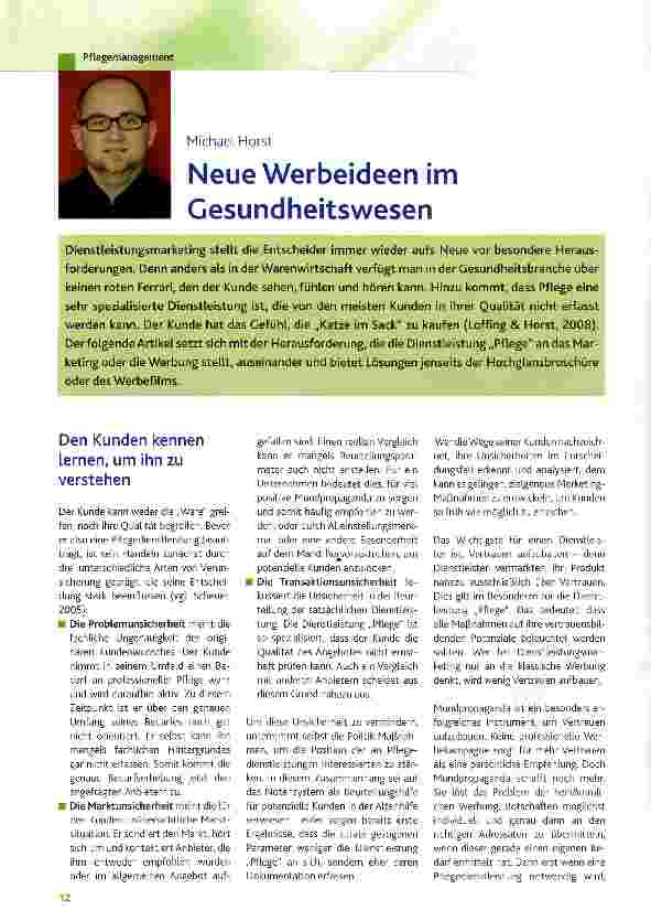 Vorschauseite 1: Neue Werbeideen im Gesundheitswesen