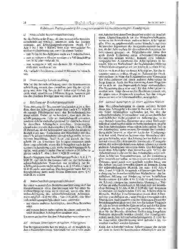 Vorschauseite 4: Prüfungsumfang des Integrationsamtes bei betriebsbedingten Kündigungen