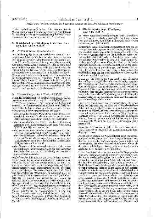 Vorschauseite 5: Prüfungsumfang des Integrationsamtes bei betriebsbedingten Kündigungen