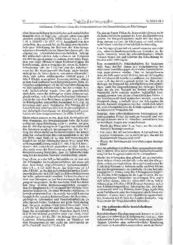 Vorschauseite 6: Prüfungsumfang des Integrationsamtes bei betriebsbedingten Kündigungen