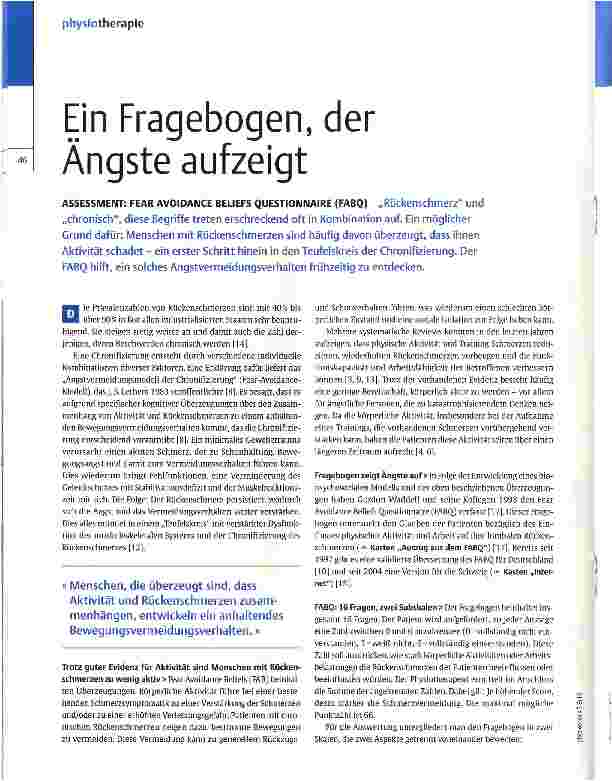 Vorschauseite 1: Ein Fragebogen, der Ängste aufzeigt