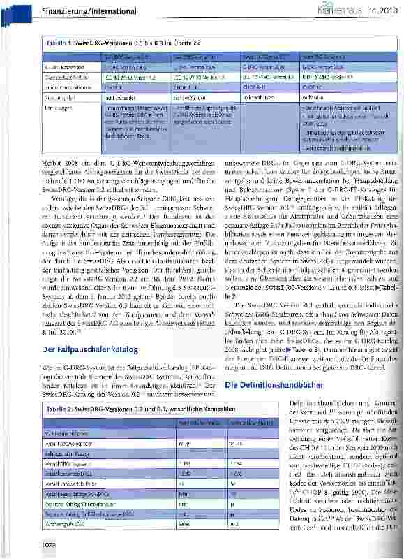 Vorschauseite 4: Die SwissDRGs - ein Zwischenbericht zur Einführung der fallpauschalierten Spitalfinanzierung auf der Grundlage deutscher DRG-Strukturen (I)
