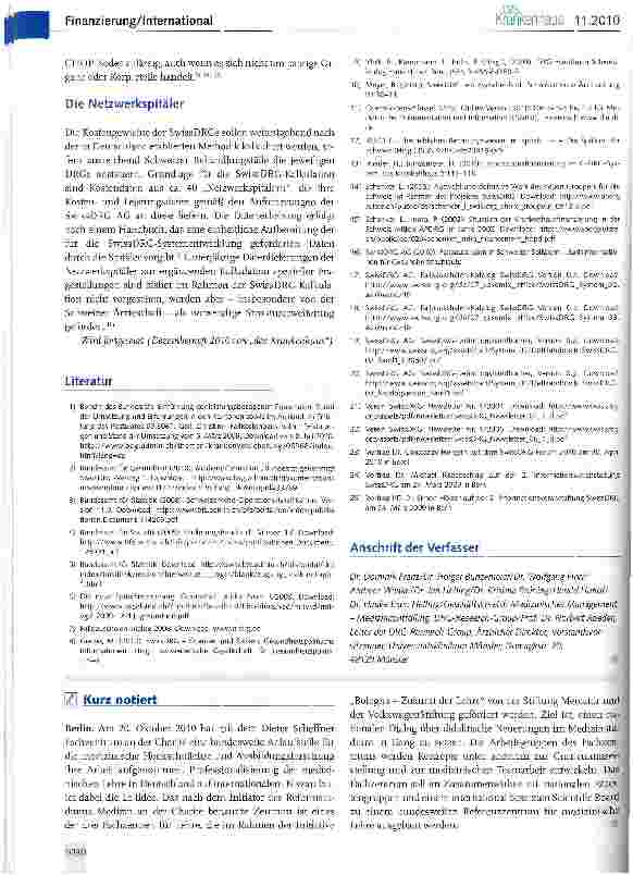 Vorschauseite 6: Die SwissDRGs - ein Zwischenbericht zur Einführung der fallpauschalierten Spitalfinanzierung auf der Grundlage deutscher DRG-Strukturen (I)