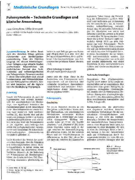 Vorschauseite 1: Pulsoxymetrie - Technischen Grundlagen und klinische Anwendung