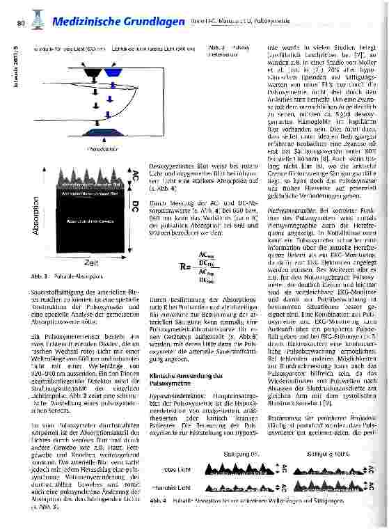 Vorschauseite 2: Pulsoxymetrie - Technischen Grundlagen und klinische Anwendung