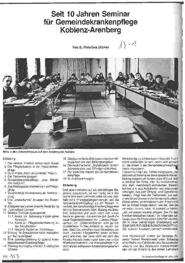 Vorschauseite 1: Seit 10 Jahren Seminar für Gemeindekrankenpflege Koblenz-Arenberg