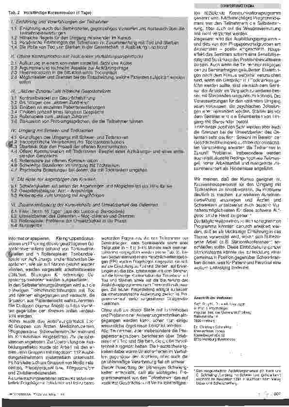 Vorschauseite 2: Ausbildung von Ärzten und Krankenpflegepersonal zum Umgang mit Schwerund Todkranken