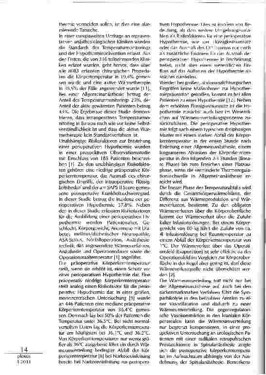 Vorschauseite 2: EPIDEMIOLOGIE DER PERIOPERATIVEN HYPOTHERMIE
