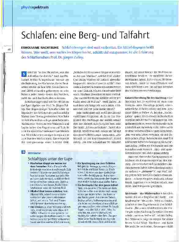 Vorschauseite 1: Schlafen: eine Bergund Talfahrt