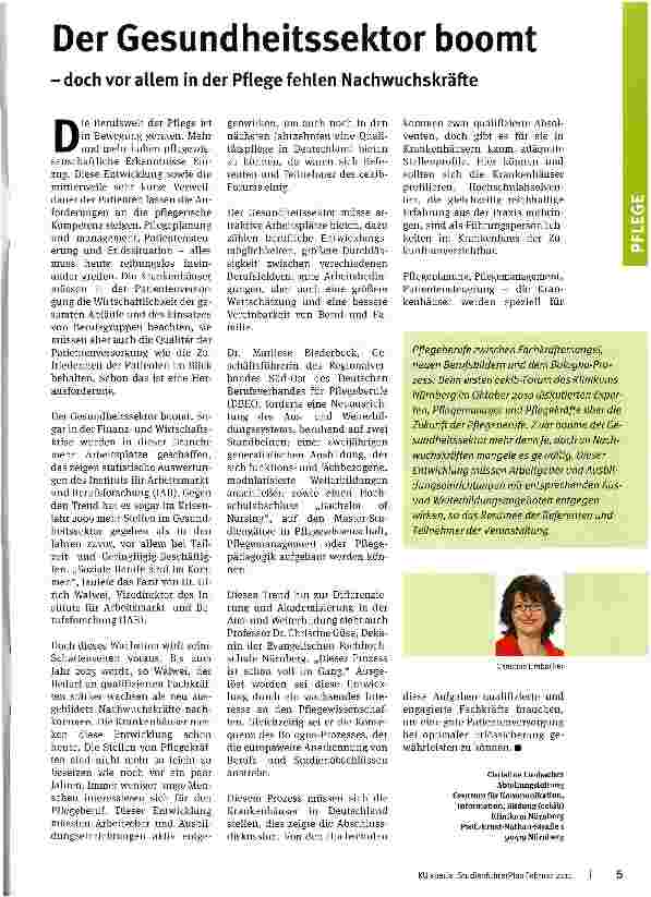 Vorschauseite 1: Der Gesundheitssektor boomt - doch vor allem in der Pflege fehlen Nachwuchskräfte