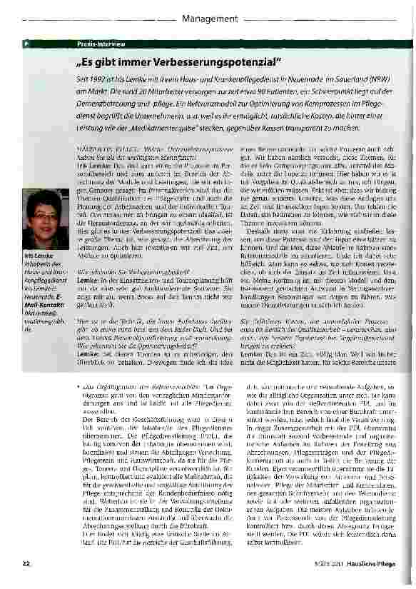 Vorschauseite 3: Mit optimierten Unternehmensabläufen die Leistungsfähigkeit ambulanter Dienste steigernTransparente Prozesse