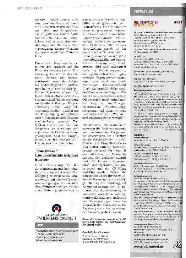 Vorschauseite 3: Patientensicherheit durch „Team-time-out