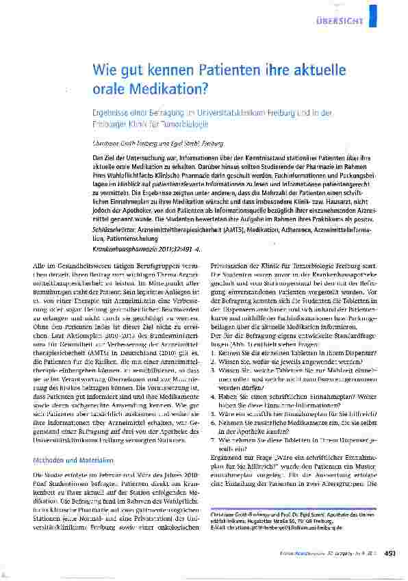 Vorschauseite 1: Wie gut kennen Patienten ihre aktuelle orale Medikation?