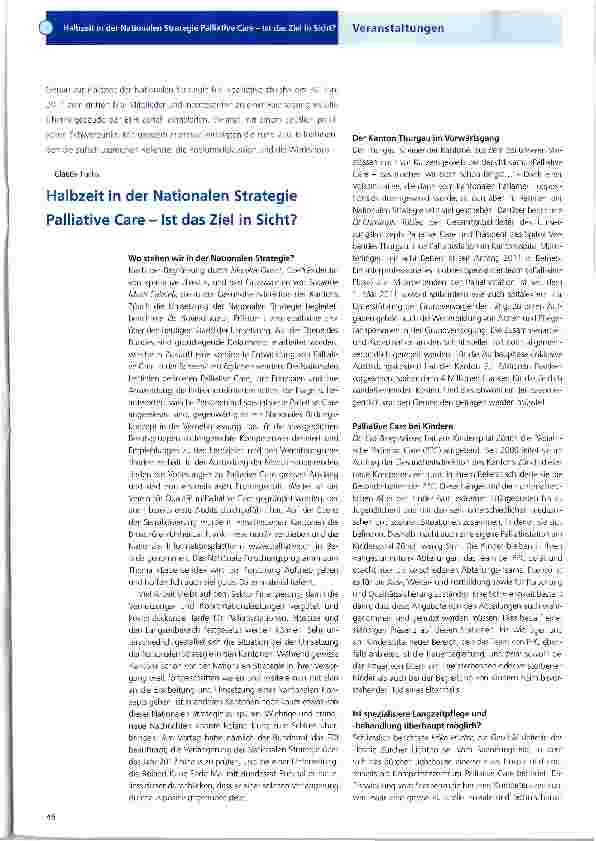 Vorschauseite 1: Halbzeit in der Nationalen Strategie Palliative Care - Ist das Ziel in Sicht?