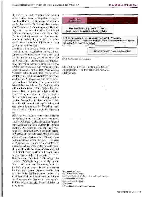 Vorschauseite 2: Demenz - State of the art: Die neue S3-Leitlinie