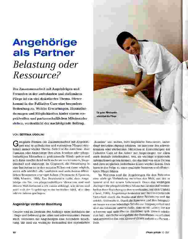 Vorschauseite 1: Angehörige als Partner Belastung oder Ressource?