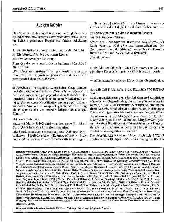 Vorschauseite 3: BFH ruft EuGH zur Steuerpflicht bei Umsätzen aus Zellvermehrungen zum Zwecke der Eigenimplantation an