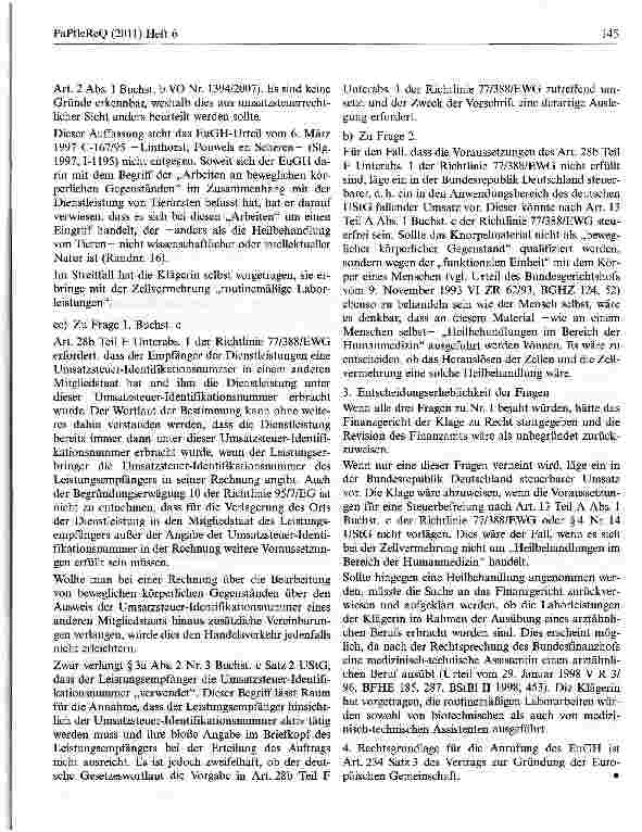 Vorschauseite 5: BFH ruft EuGH zur Steuerpflicht bei Umsätzen aus Zellvermehrungen zum Zwecke der Eigenimplantation an