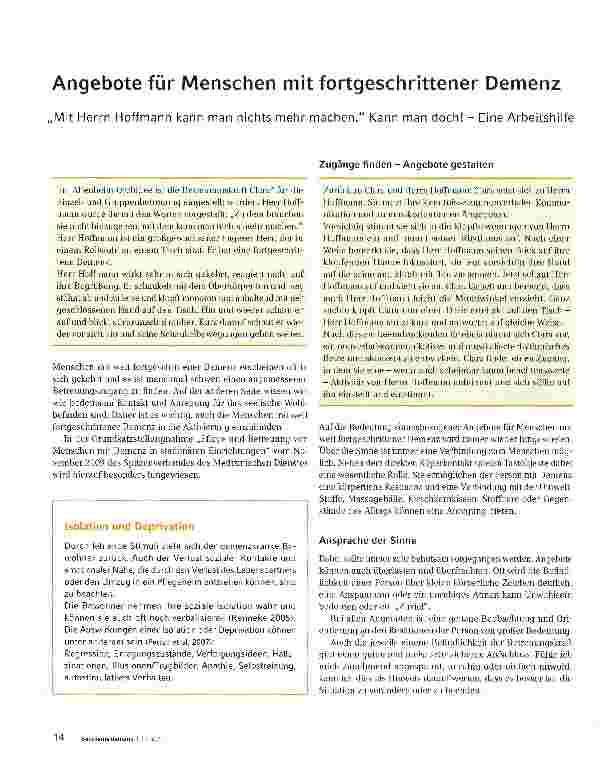 Vorschauseite 1: Angebote für Menschen mit fortgeschrittener Demenz