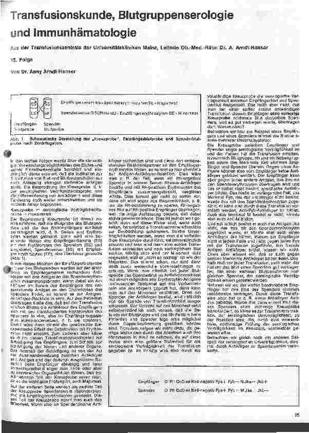 Vorschauseite 1: Transfusionskunde, Blutgruppenserologie und Immunhämatologie 15. Folge